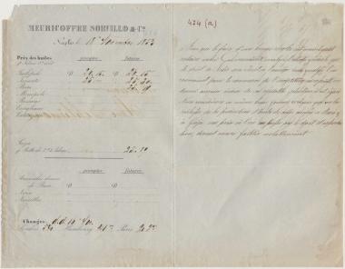 Letter sent by Meuricoffre Sorvillo & Co. to Schliemann, Heinrich, 1853