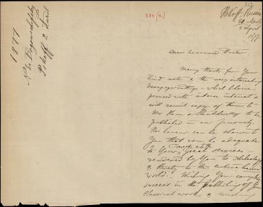 Letter sent by Bogouschevsky, Nicolas de to Schliemann, Heinrich, 1877