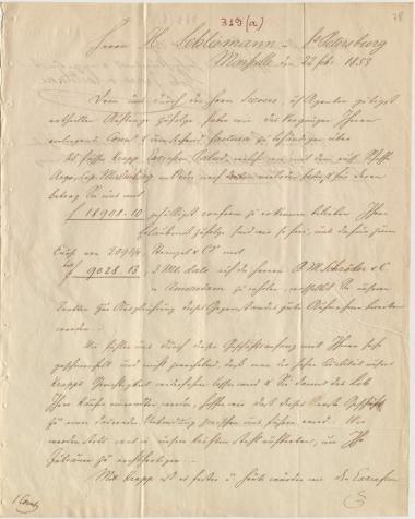 Letter sent by Gebrüder, Imer & Co. to Schliemann, Heinrich, 1853