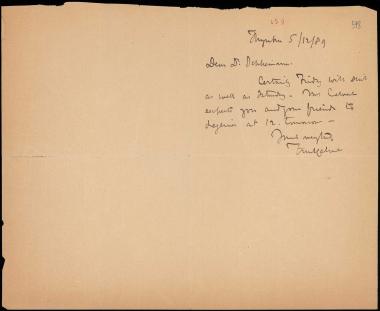 Letter sent by Calvert, Frank to Schliemann, Heinrich, 1889