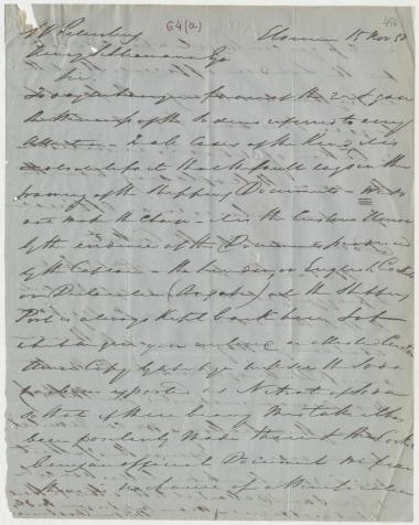 Letter sent by Belfour Ellah Rainals & Co. to Schliemann, Heinrich, 1850