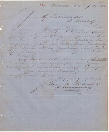 Letter sent by Cohn, Lion M. & Co. to Schliemann, Heinrich, 1863