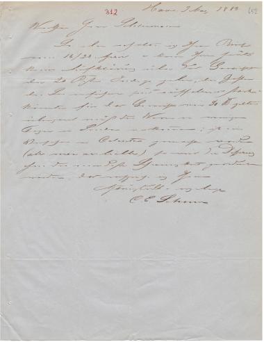Letter sent by Schoene, C. E. to Schliemann, Heinrich, 1856