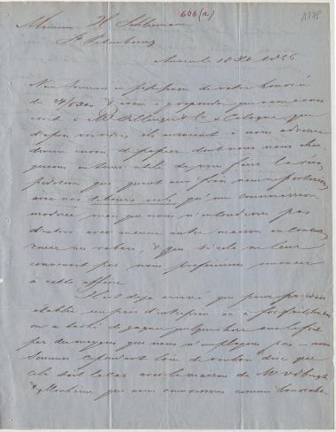 Letter sent by Coomans & Born to Schliemann, Heinrich, 1856