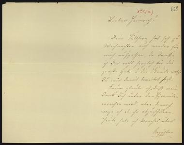 Letter sent by Richers, Minna Meincke to Schliemann, Heinrich, 1886