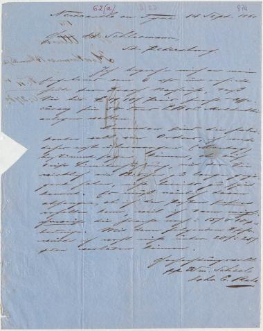 Letter sent by Scheele, William to Schliemann, Heinrich, 1861