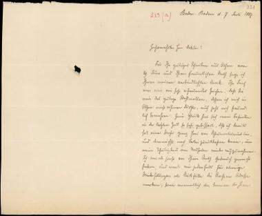 Letter sent by Fabricius, Ernst to Schliemann, Heinrich, 1887