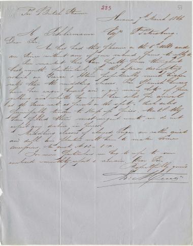 Letter sent by Meert, Edmund to Schliemann, Heinrich, 1866