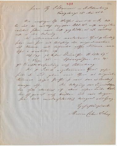 Letter sent by Cohn, Marcus & Son to Schliemann, Heinrich, 1863