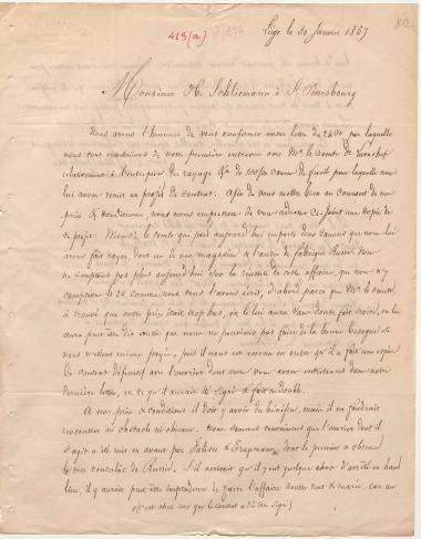 Letter sent by Malherbe, P. I. & Co. to Schliemann, Heinrich, 1857