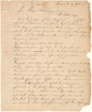 Letter sent by Merle, E. & Co. to Schliemann, Heinrich, 1854