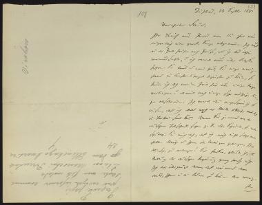 Letter sent by Virchow, Rudolf to Schliemann, Heinrich, 1881