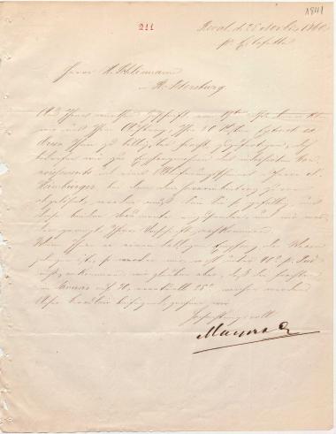 Letter sent by Mayer & Co. to Schliemann, Heinrich, 1860