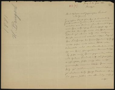 Letter sent by Brugsch, H. to Schliemann, Heinrich, 1881