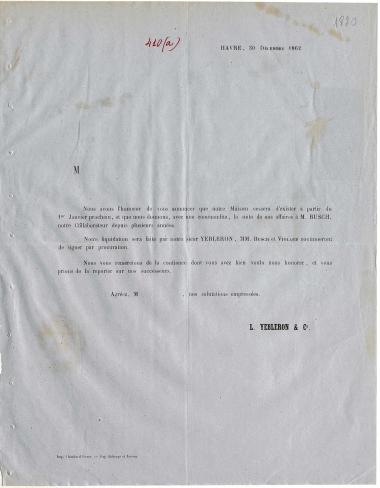 Letter sent by Yebleron, L. to Schliemann, Heinrich, 1862