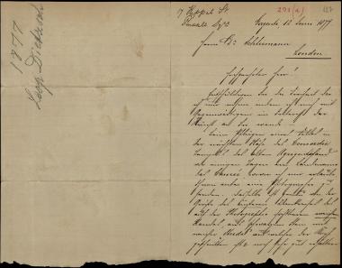 Letter sent by Dietzsch, Leopold to Schliemann, Heinrich, 1877