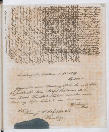 Copy of letter by Schliemann, Heinrich to Schröder, Henry J. & Co. 1869