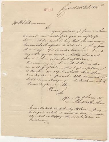 Letter sent by Booker, John & Son to Schliemann, Heinrich, 1850