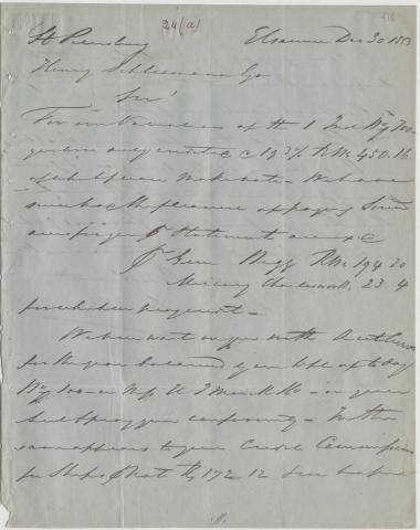 Letter sent by Belfour Ellah Rainals & Co. to Schliemann, Heinrich, 1853