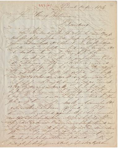 Letter sent by Minlos, Wilhelm to Schliemann, Heinrich, 1856