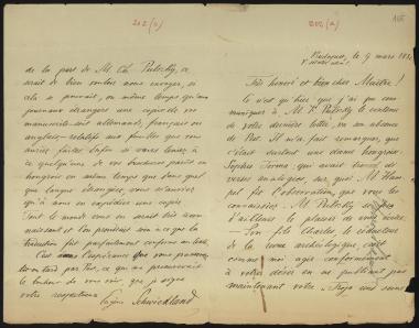 Letter sent by Schwiedland, Eugène to Schliemann, Heinrich, 1882