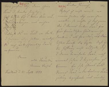 Letter sent by Richers, Minna Meincke to Schliemann, Heinrich, 1880