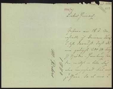 Letter sent by Richers, Minna Meincke to Schliemann, Heinrich, 1880