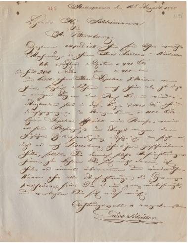 Letter sent by Schiller, Carl to Schliemann, Heinrich, 1855