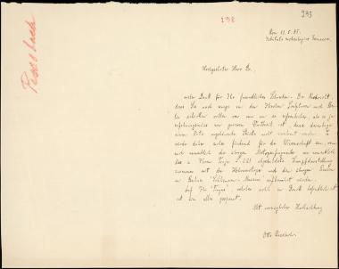 Letter sent by Rossbach, Otto to Schliemann, Heinrich, 1885