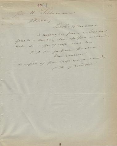 Letter sent by Witte, D. G. to Schliemann, Heinrich, 1848