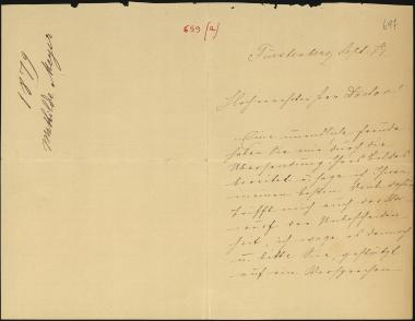 Letter sent by Meyer-Hückstaedt, Mathilde to Schliemann, Heinrich, 1879