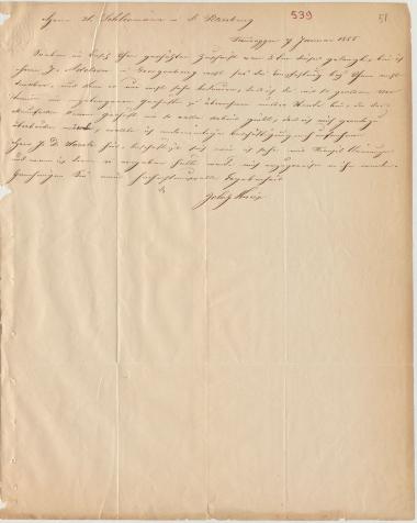 Letter sent by Kniep, John G. to Schliemann, Heinrich, 1855