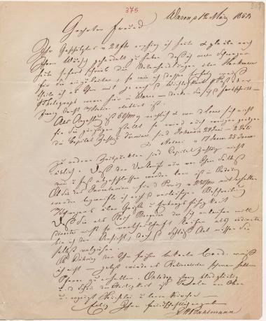 Letter sent by Bahlmann, J. H. to Schliemann, Heinrich, 1858
