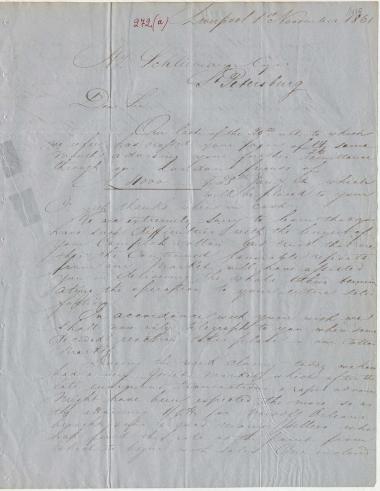Letter sent by Schröder, Henry J. & Co. to Schliemann, Heinrich, 1861