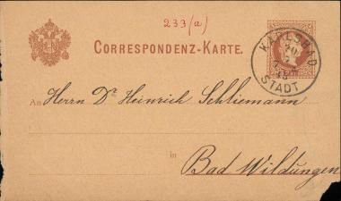 Letter sent by Σλήμαν, Σοφία to Schliemann, Heinrich, 1883