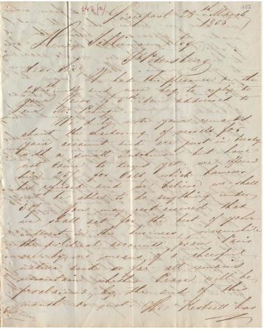 Letter sent by Telo & Prange to Schliemann, Heinrich, 1856