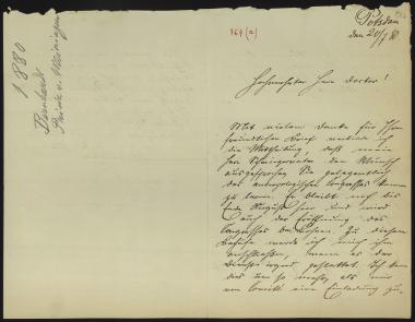 Letter sent by Saxe-Meiningen, Bernhard to Schliemann, Heinrich, 1880