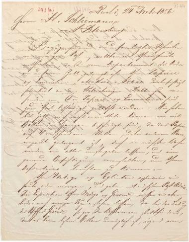 Letter sent by Mayer & Co. to Schliemann, Heinrich, 1856