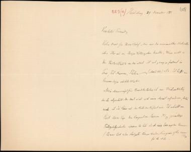 Letter sent by Eisenlohr, August to Schliemann, Heinrich, 1888