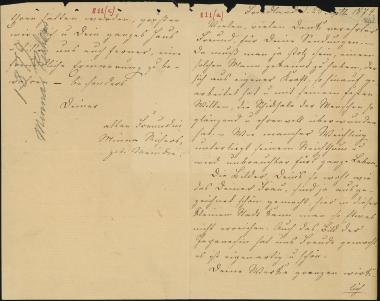 Letter sent by Richers, Minna Meincke to Schliemann, Heinrich, 1879
