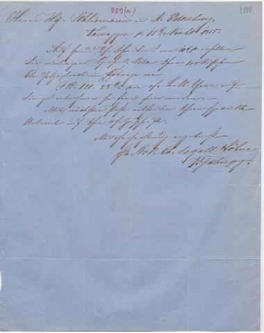 Letter sent by Segall, A. C. & Sons to Schliemann, Heinrich, 1855