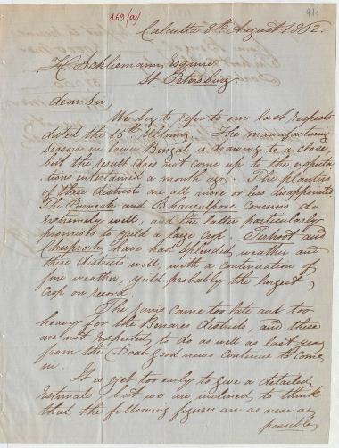 Letter sent by Wattenbach Heilgers & Co. to Schliemann, Heinrich, 1862