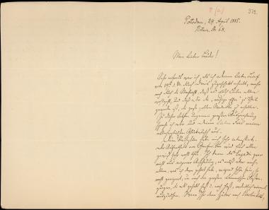 Letter sent by Kühse, Wilhelm to Schliemann, Heinrich, 1885