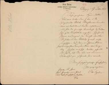 Letter sent by Helm, Otto to Schliemann, Heinrich, 1884