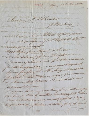 Letter sent by Schröder, Henry J. to Schliemann, Heinrich, 1862