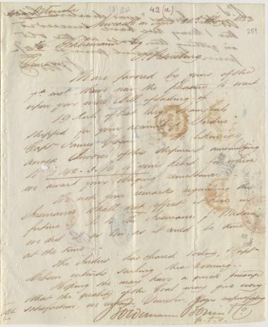 Letter sent by Boldemann, Borries & Co. to Schliemann, Heinrich, 1853