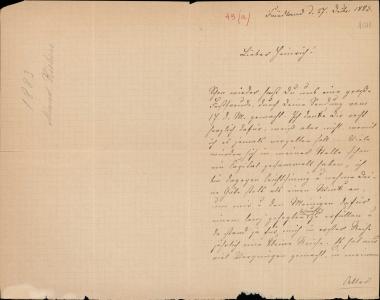 Letter sent by Richers, Minna Meincke to Schliemann, Heinrich, 1883