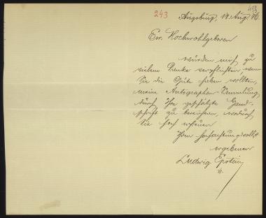 Letter sent by Epstein, Ludwig to Schliemann, Heinrich, 1886