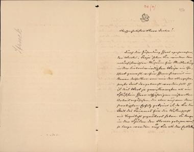Letter sent by Struck, Carl to Schliemann, Heinrich, 1883