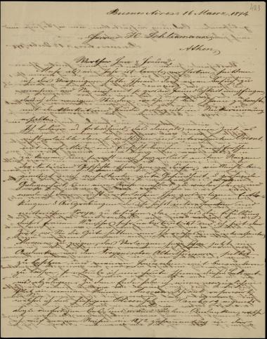 Letter sent by Ruscheweyh, G. to Schliemann, Heinrich, 1875